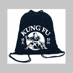 Kung Fu ľahké sťahovacie vrecko ( batôžtek / vak ) s čiernou šnúrkou, 100% bavlna 100 g/m2, rozmery cca. 37 x 41 cm